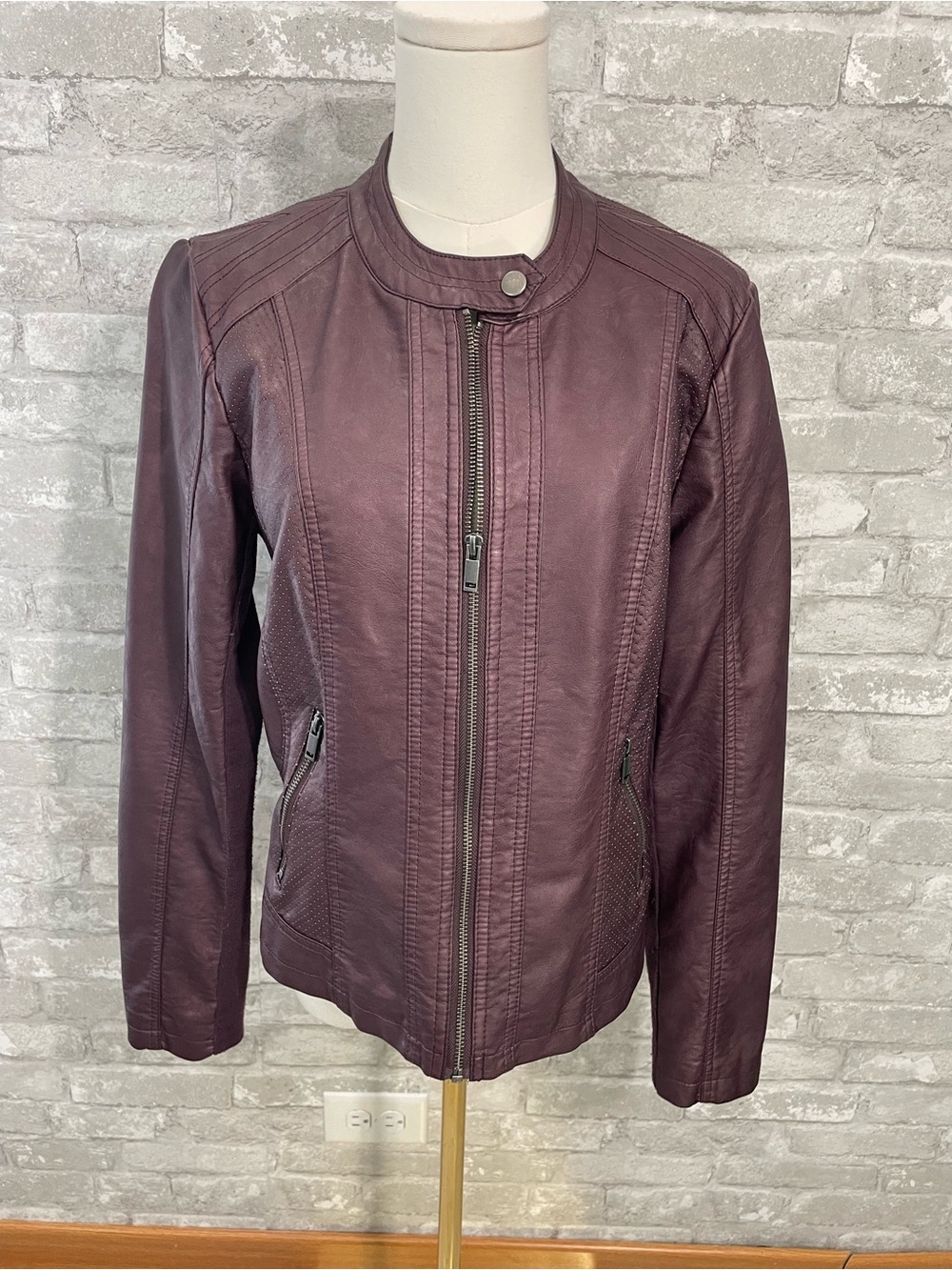 Maurices Plum Faux Leather Moto Jacket